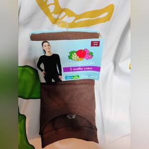 Fruit of the Loom Dark Brown Waffle Crew